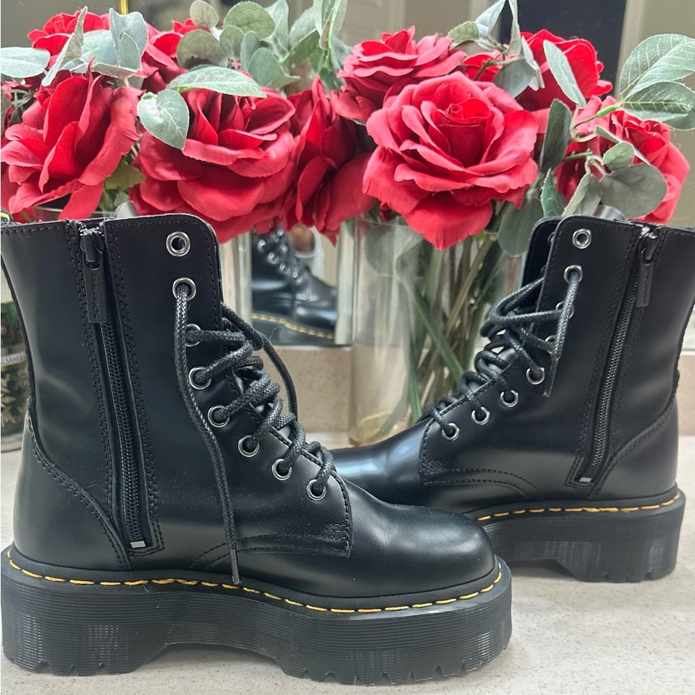 Black Leather Combat Boots